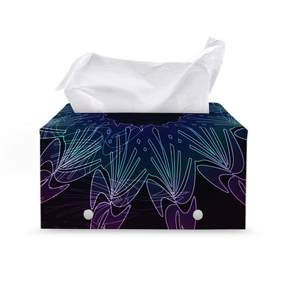 Purple And Teal Dark Mandala Print Leather Tissue Box Cover