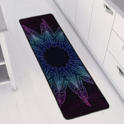 Purple And Teal Dark Mandala Print Long Kitchen Mat