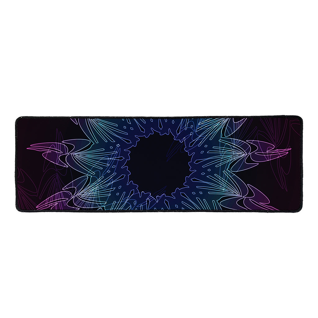 Purple And Teal Dark Mandala Print Long Kitchen Mat