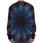 Purple And Teal Dark Mandala Print Long Sleeve Baseball Jersey