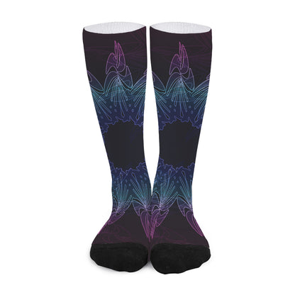 Purple And Teal Dark Mandala Print Long Socks