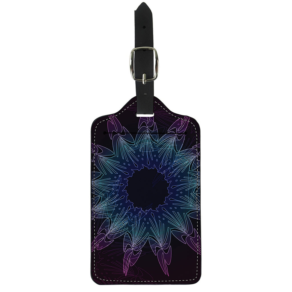 Purple And Teal Dark Mandala Print Luggage Tag