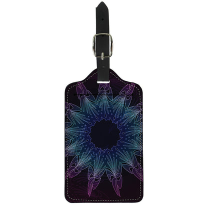 Purple And Teal Dark Mandala Print Luggage Tag