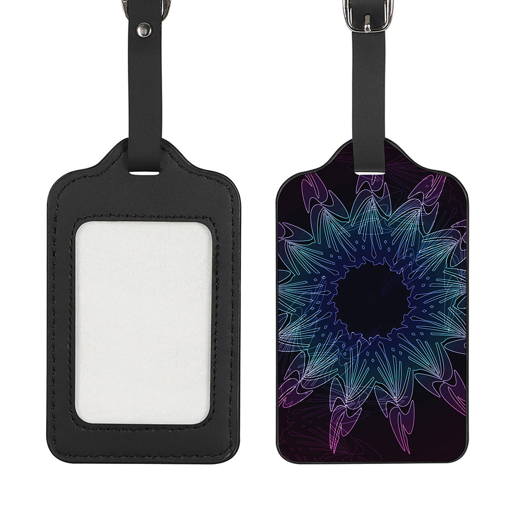 Purple And Teal Dark Mandala Print Luggage Tag