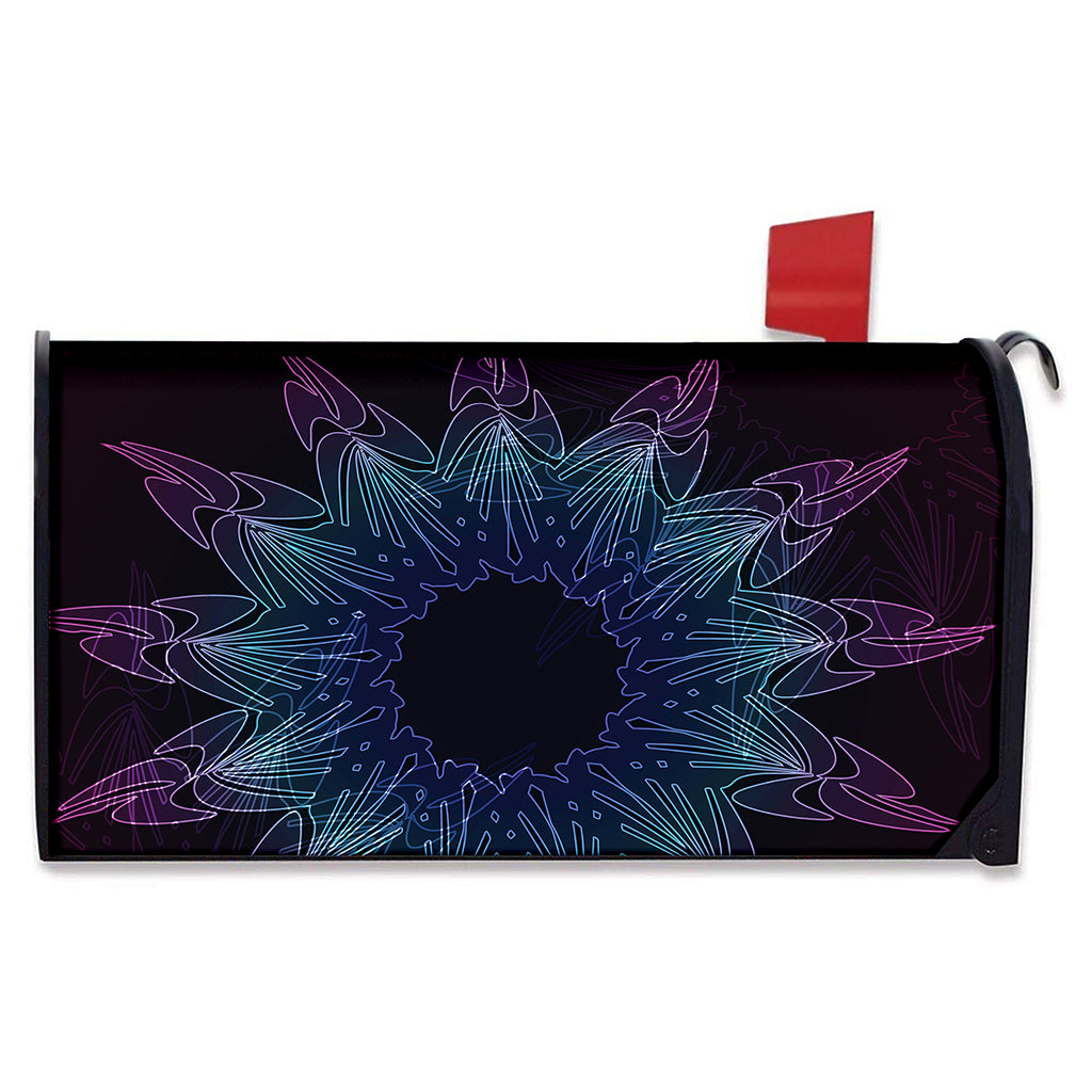 Purple And Teal Dark Mandala Print Mailbox Cover