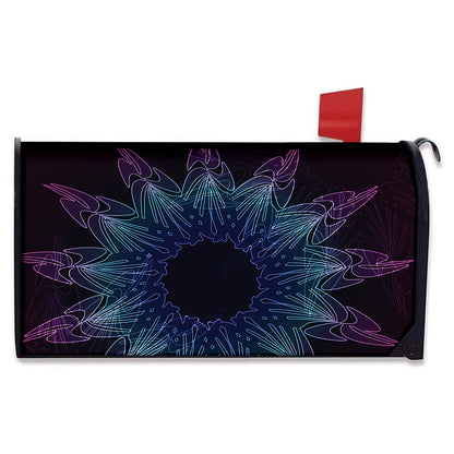 Purple And Teal Dark Mandala Print Mailbox Cover