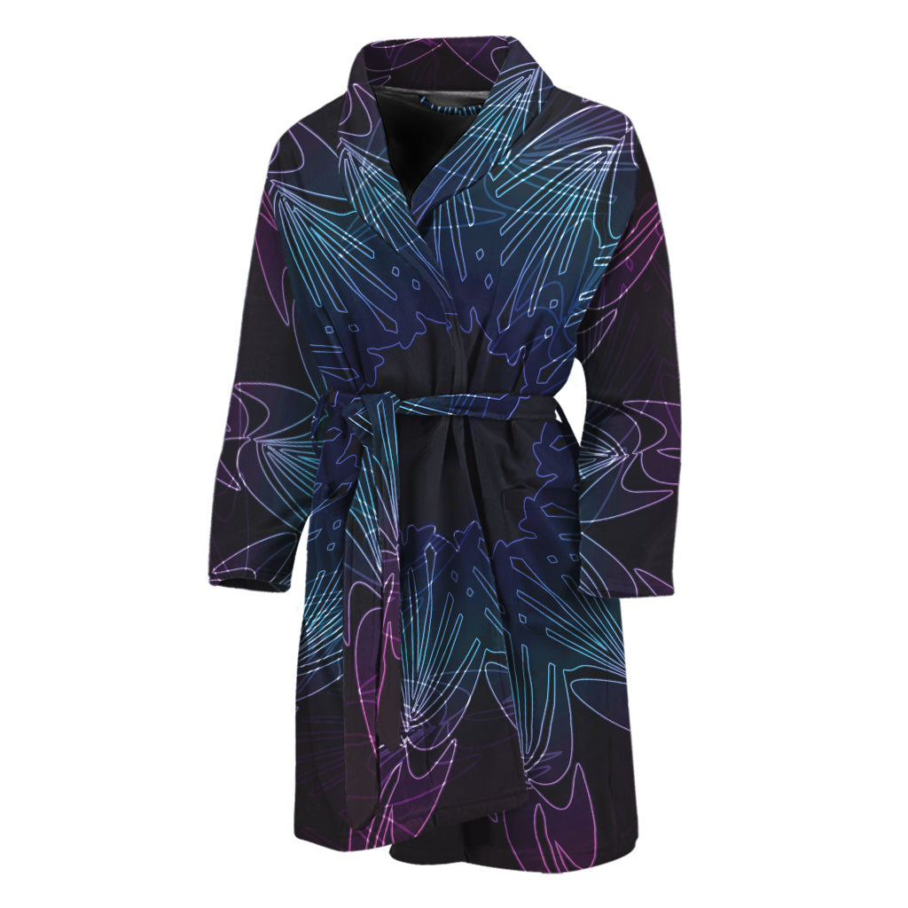 Purple And Teal Dark Mandala Print Men's Bathrobe