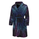 Purple And Teal Dark Mandala Print Men's Bathrobe