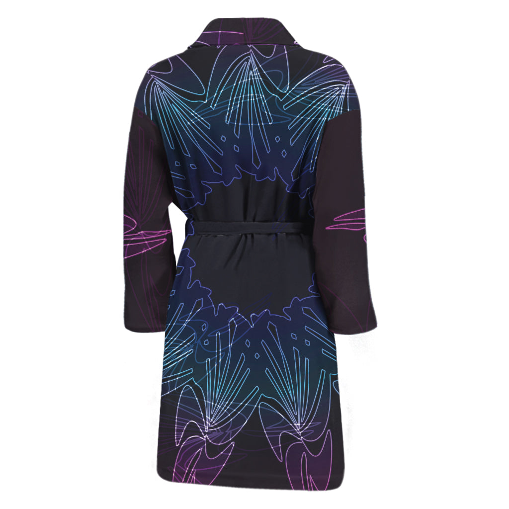 Purple And Teal Dark Mandala Print Men's Bathrobe