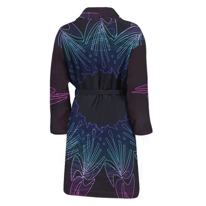 Purple And Teal Dark Mandala Print Men's Bathrobe
