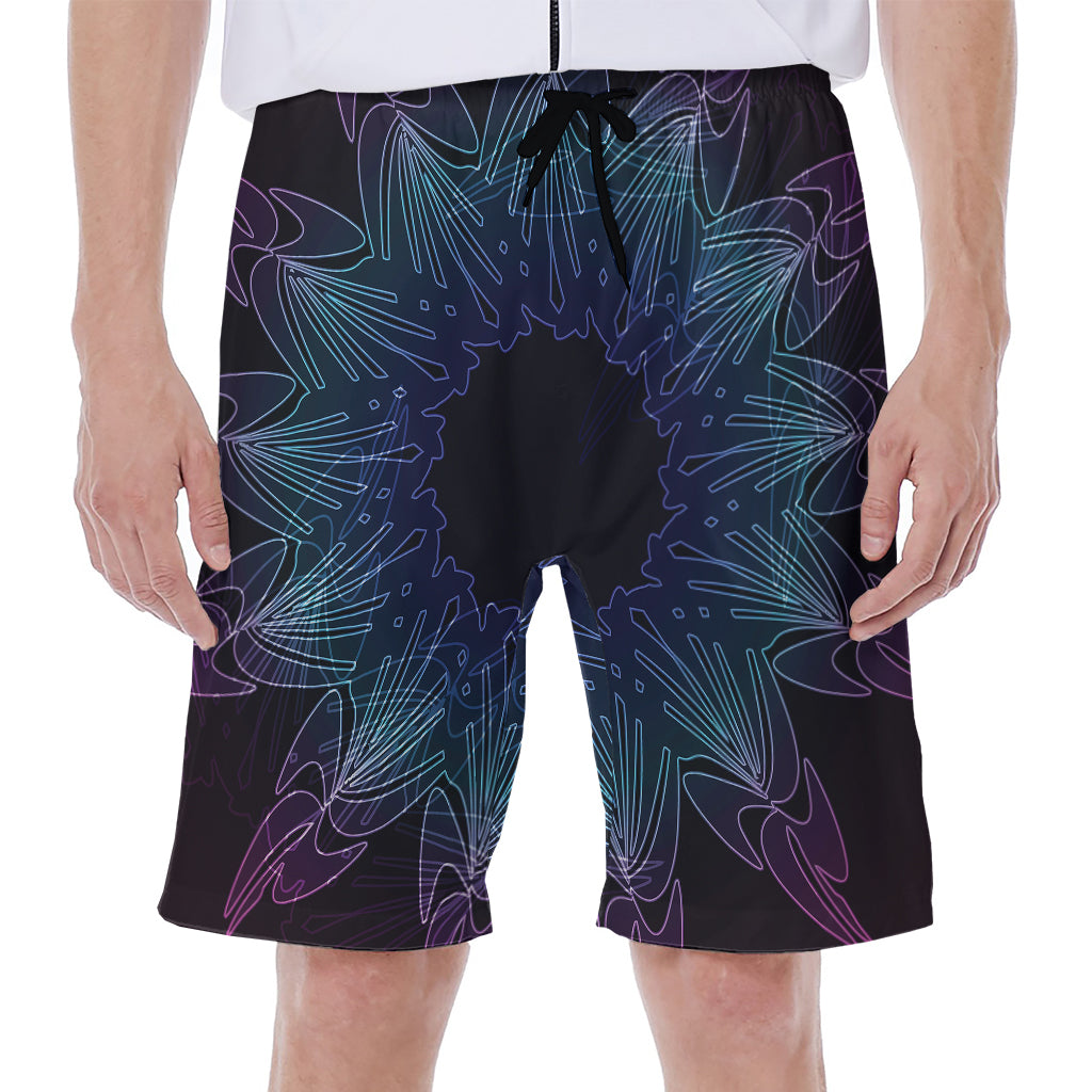 Purple And Teal Dark Mandala Print Men's Beach Shorts