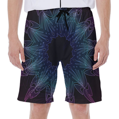 Purple And Teal Dark Mandala Print Men's Beach Shorts