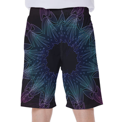 Purple And Teal Dark Mandala Print Men's Beach Shorts
