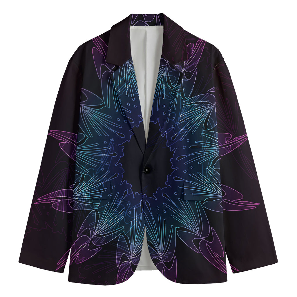 Purple And Teal Dark Mandala Print Men's Blazer