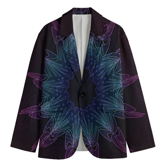 Purple And Teal Dark Mandala Print Men's Blazer
