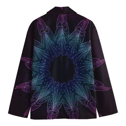 Purple And Teal Dark Mandala Print Men's Blazer