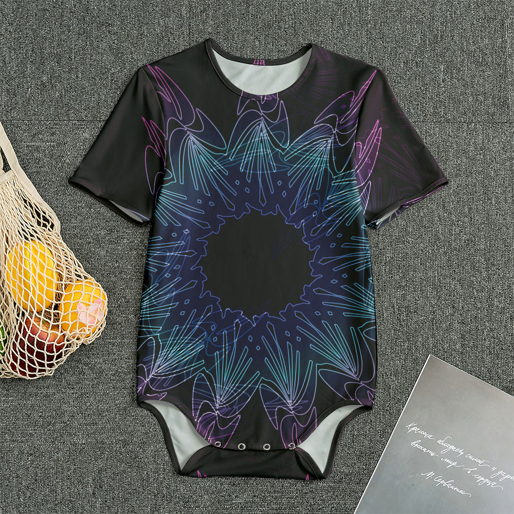Purple And Teal Dark Mandala Print Men's Bodysuit