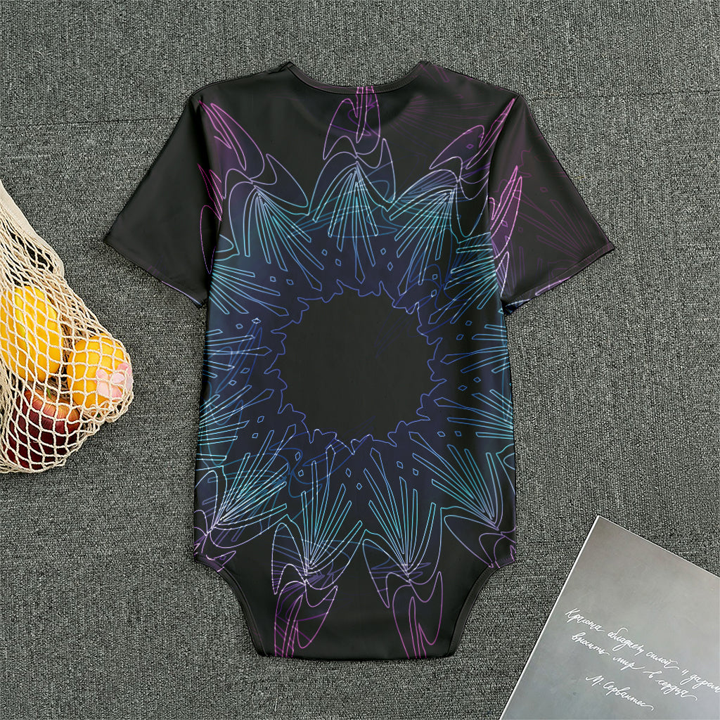 Purple And Teal Dark Mandala Print Men's Bodysuit