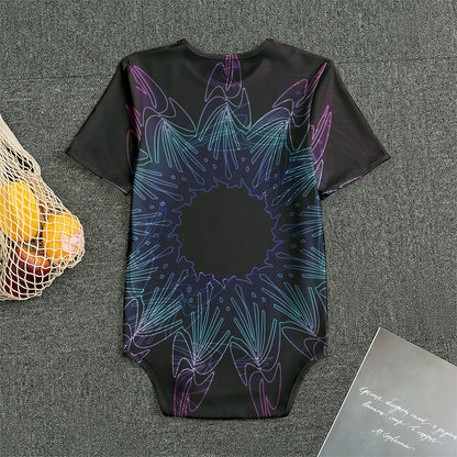 Purple And Teal Dark Mandala Print Men's Bodysuit