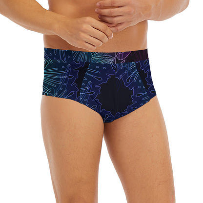 Purple And Teal Dark Mandala Print Men's Briefs