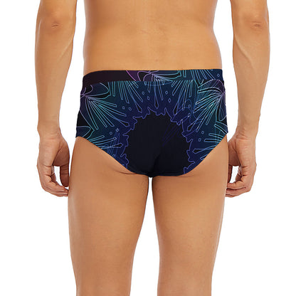 Purple And Teal Dark Mandala Print Men's Briefs