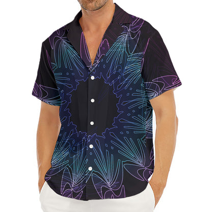 Purple And Teal Dark Mandala Print Men's Deep V-Neck Shirt