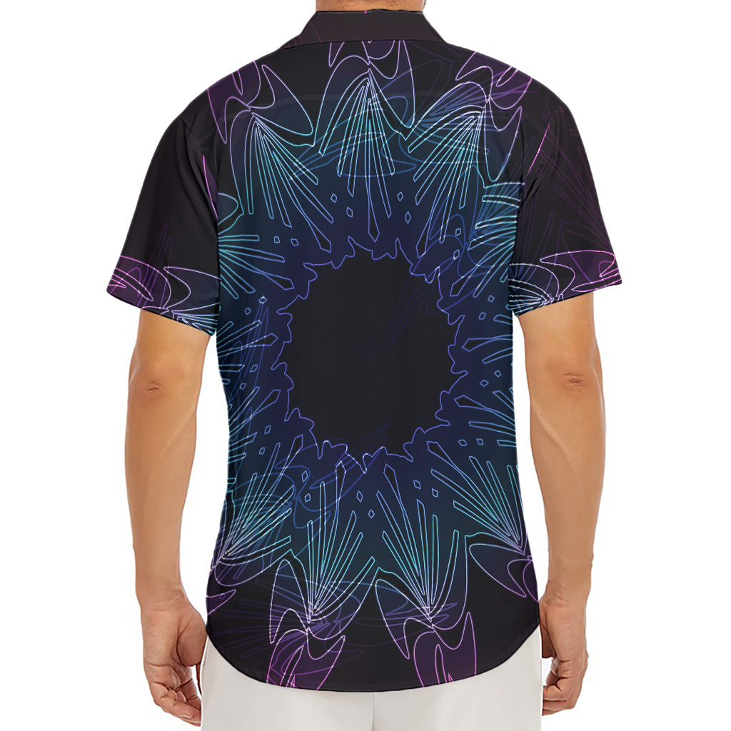 Purple And Teal Dark Mandala Print Men's Deep V-Neck Shirt