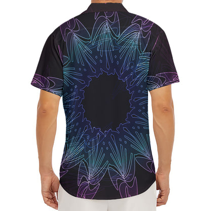 Purple And Teal Dark Mandala Print Men's Deep V-Neck Shirt