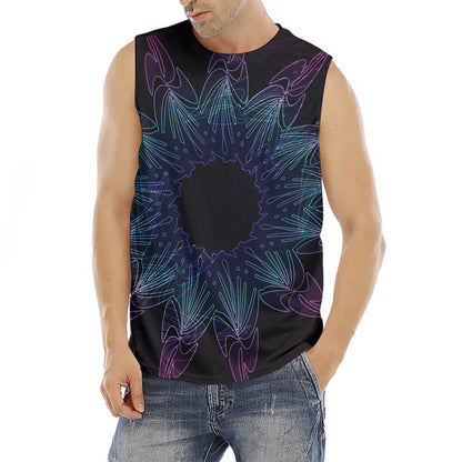 Purple And Teal Dark Mandala Print Men's Fitness Tank Top