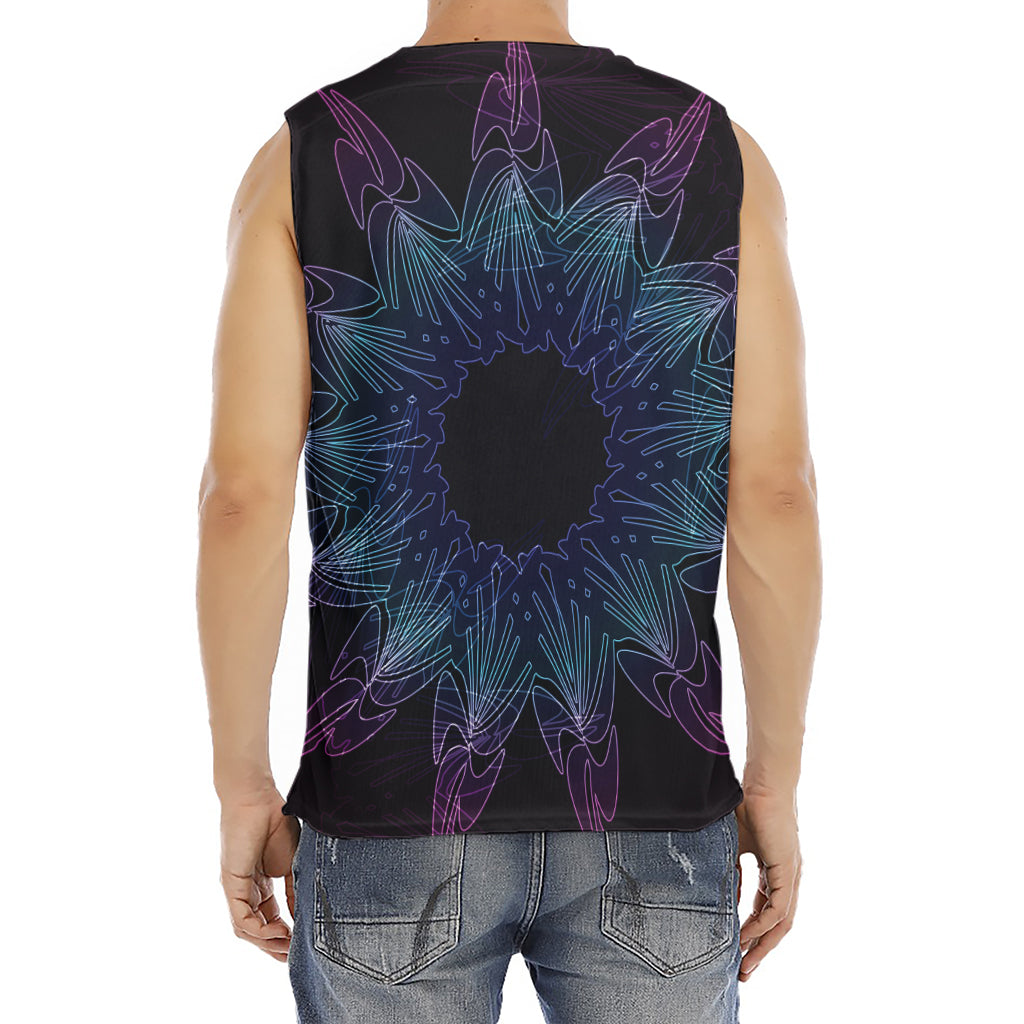 Purple And Teal Dark Mandala Print Men's Fitness Tank Top