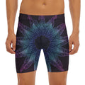 Purple And Teal Dark Mandala Print Men's Long Boxer Briefs
