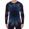 Purple And Teal Dark Mandala Print Men's Long Sleeve T-Shirt