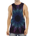 Purple And Teal Dark Mandala Print Men's Muscle Tank Top