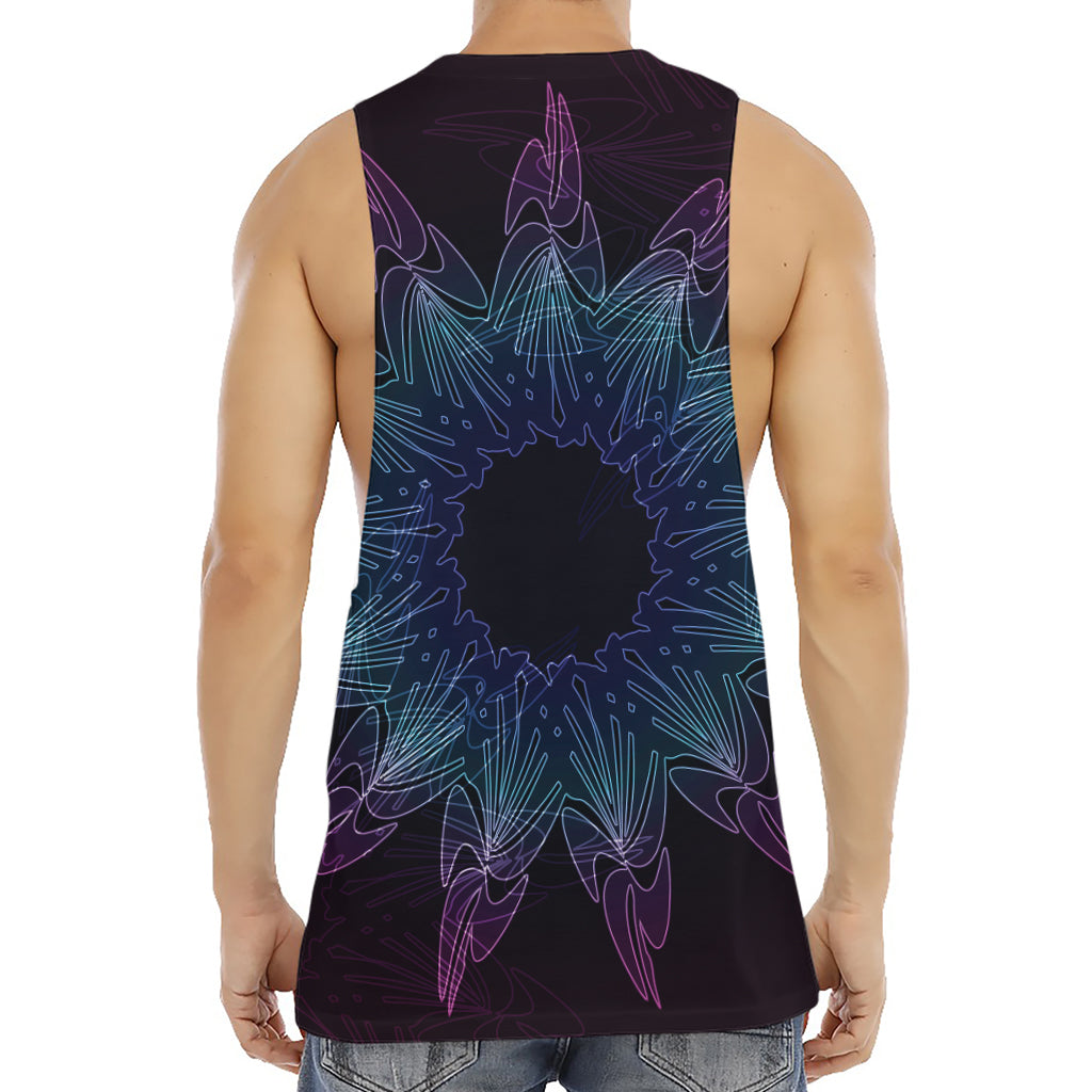Purple And Teal Dark Mandala Print Men's Muscle Tank Top