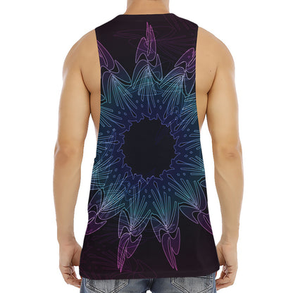 Purple And Teal Dark Mandala Print Men's Muscle Tank Top