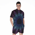 Purple And Teal Dark Mandala Print Men's Romper