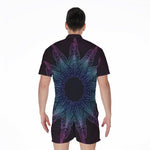 Purple And Teal Dark Mandala Print Men's Rompers