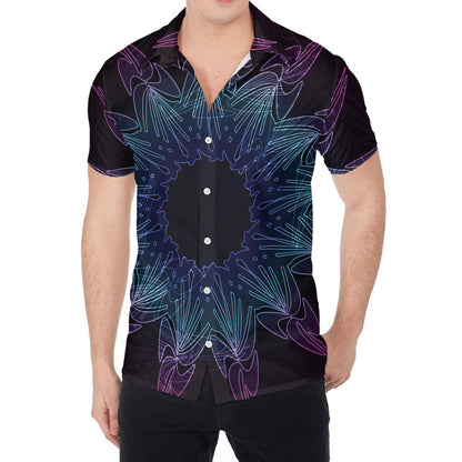 Purple And Teal Dark Mandala Print Men's Shirt