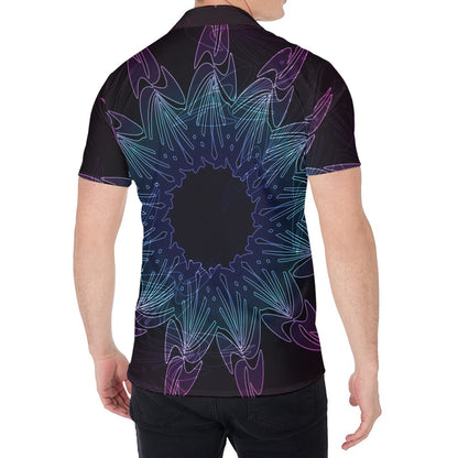 Purple And Teal Dark Mandala Print Men's Shirt