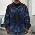 Purple And Teal Dark Mandala Print Men's Shirt Jacket
