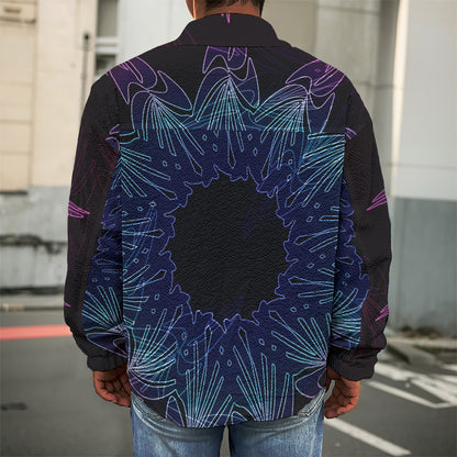 Purple And Teal Dark Mandala Print Men's Shirt Jacket