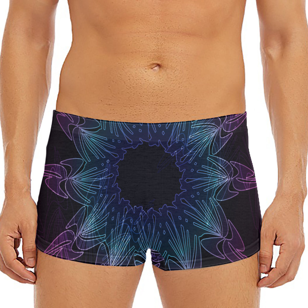 Purple And Teal Dark Mandala Print Men's Short Boxer Briefs