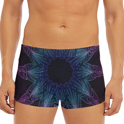 Purple And Teal Dark Mandala Print Men's Short Boxer Briefs