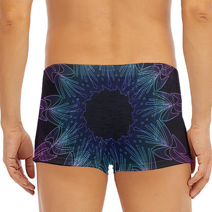 Purple And Teal Dark Mandala Print Men's Short Boxer Briefs