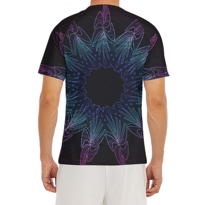 Purple And Teal Dark Mandala Print Men's Short Sleeve Rash Guard