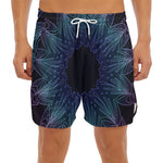 Purple And Teal Dark Mandala Print Men's Split Running Shorts