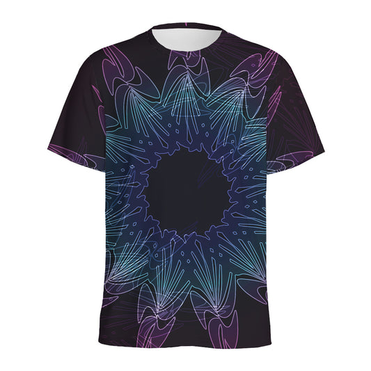Purple And Teal Dark Mandala Print Men's Sports T-Shirt