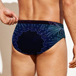 Purple And Teal Dark Mandala Print Men's Swim Briefs