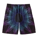 Purple And Teal Dark Mandala Print Men's Swim Trunks