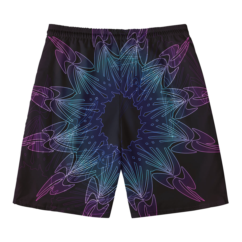 Purple And Teal Dark Mandala Print Men's Swim Trunks